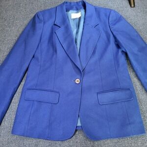 Pendleton Vintage Royal Blue 100% Virgin Wool Blazer Jacket Size 12 Made in USA